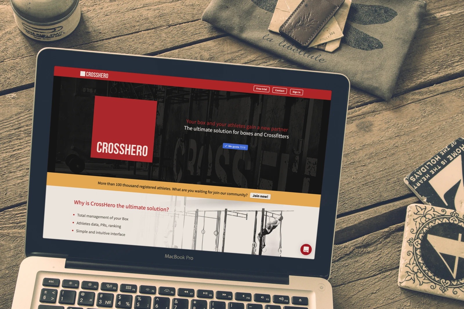 CrossHero’s website displayed on a laptop.